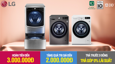 Tháng vàng LG: Mua máy giặt lồng ngang thông minh LG AI DD 9kg FV1409S2V giá chỉ 13,59 triệu đồng