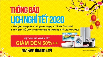 THÔNG BÁO LỊCH PHỤC VỤ TẾT ÂM LỊCH 2020 - ĐẶT HÀNG ONLINE XUYÊN TẾT