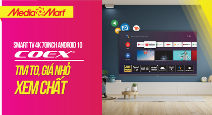 Tivi to, giá nhỏ, xem chất, chọn ngay Smart Tivi 4K 70 inch Coex 70UT7000X Android 10