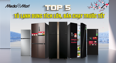 Top 5 tủ lạnh dung tích lớn, bán chạy trước Tết