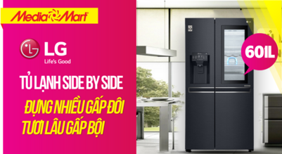 Tủ lạnh LG Side by side 601L: Đựng nhiều gấp đôi tươi lâu gấp bội (GR-D247MC)