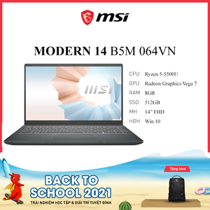 Laptop MSI Modern 14 B5M 064VN Xám