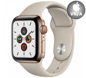 Apple Watch 5 40mm (4G) Viền Thép Vàng - Dây cao su Vàng Chính hãng (MWX62VN/A)