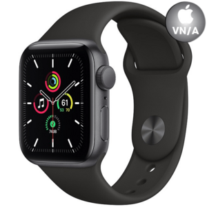 Apple Watch SE 40mm (GPS) viền nhôm xám - Dây cao su Đen Chính hãng (MYDP2VN/A)