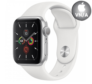 Apple Watch 5 40mm (GPS) Viền Nhôm Bạc - Dây cao su Trắng Chính hãng (MWV62VN/A)