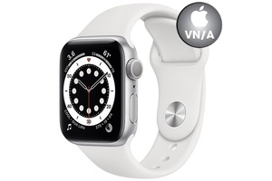 Apple Watch 6 44mm (GPS) viền nhôm bạc - Dây cao su Trắng Chính hãng (M00D3VN/A)