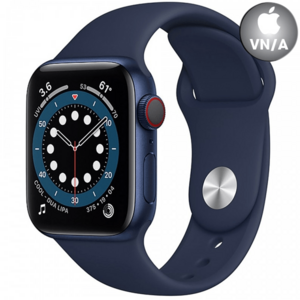 Apple Watch 6 44mm (4G) viền nhôm xanh - Dây cao su Xanh Chính hãng (M09A3VN/A)