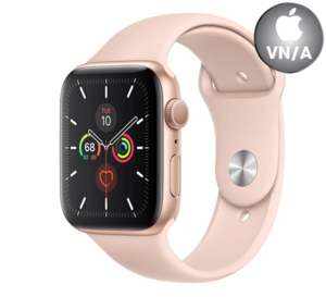 Apple Watch 5 44mm (GPS) Viền Nhôm Vàng - Dây cao su Hồng Chính hãng (MWVE2VN/A)