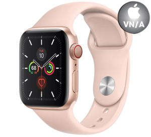 Apple Watch 5 44mm (4G) Viền Nhôm Vàng - Dây cao su Hồng Chính hãng (MWWD2VN/A)