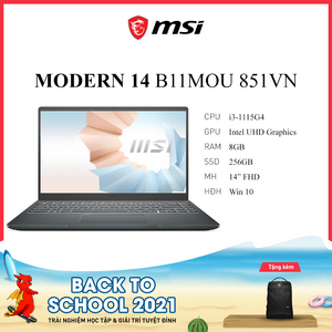 Laptop MSI Modern 14 B11MOU 851VN Xám