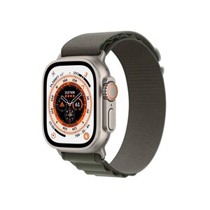 Apple Watch Ultra GPS + Cellular, 49mm Titanium Case with Green Alpine Loop - Small (MNHJ3VN/A)