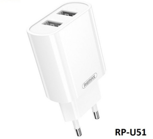 Củ sạc Remax RP-U51 tích hợp 2 cổng USB max 2.1A